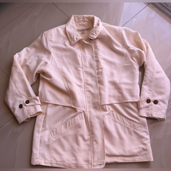 London Fog vintage jacket beige light zipper bottom tie long sleeve size M - Picture 16 of 16